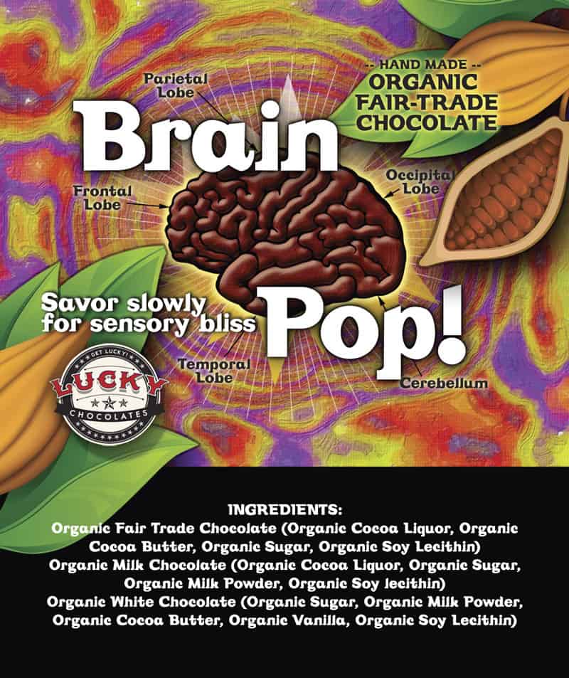 Brain Pop! chocolate label design