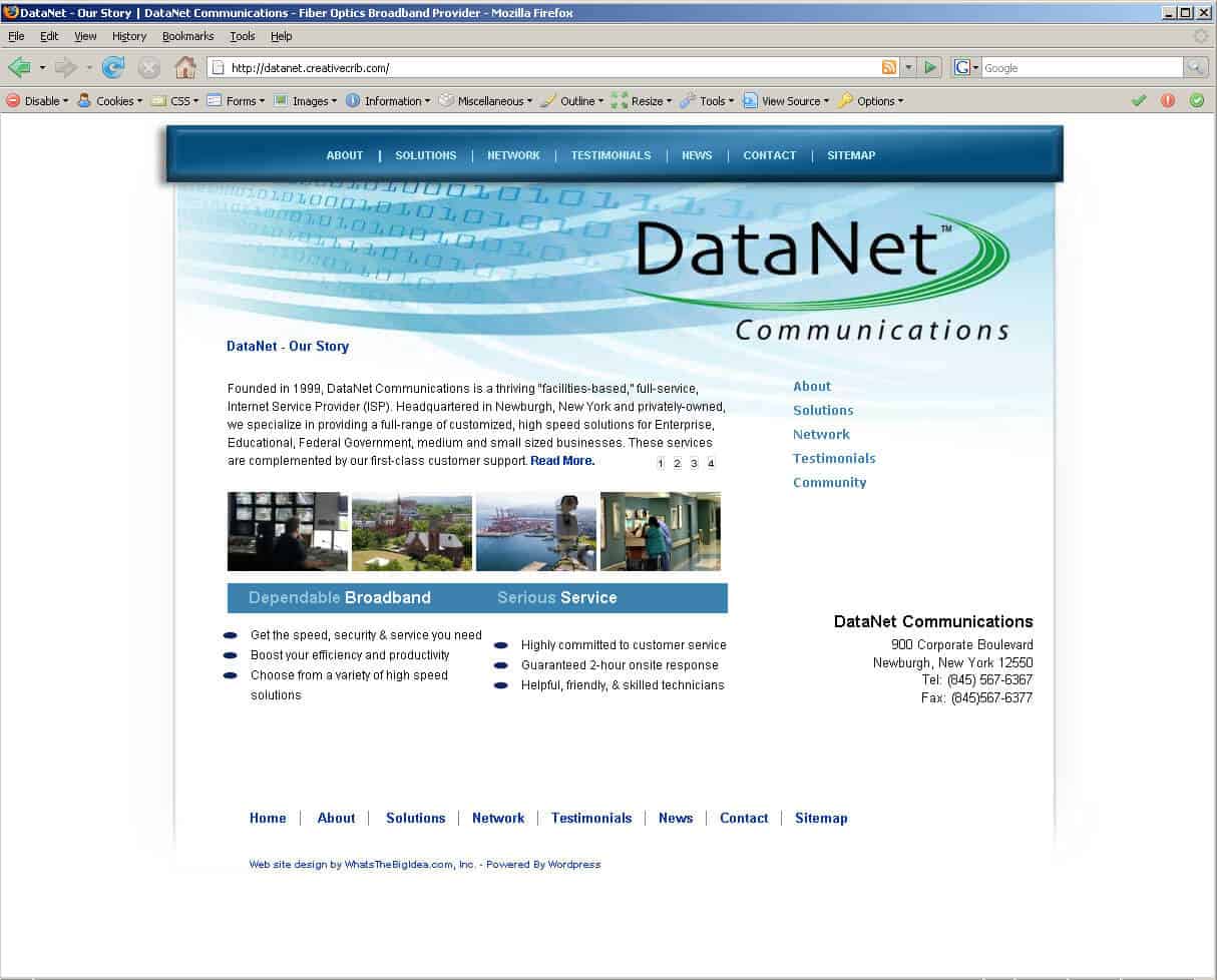 Communications company website design