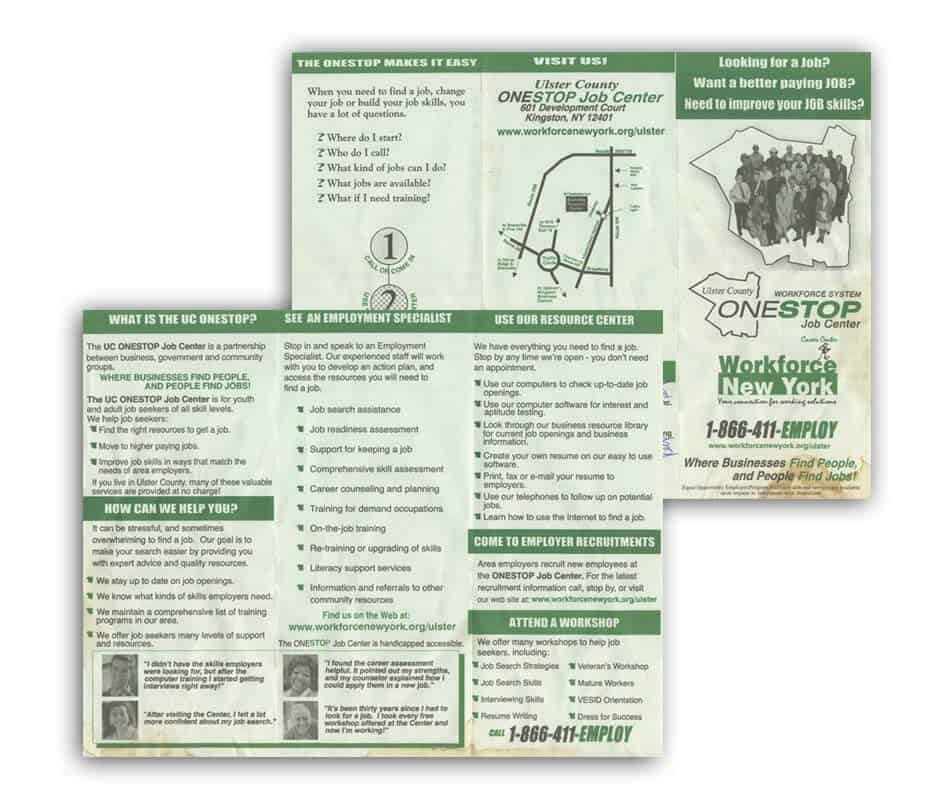 BEFORE: Ulster County Workforce brochure design before redesign